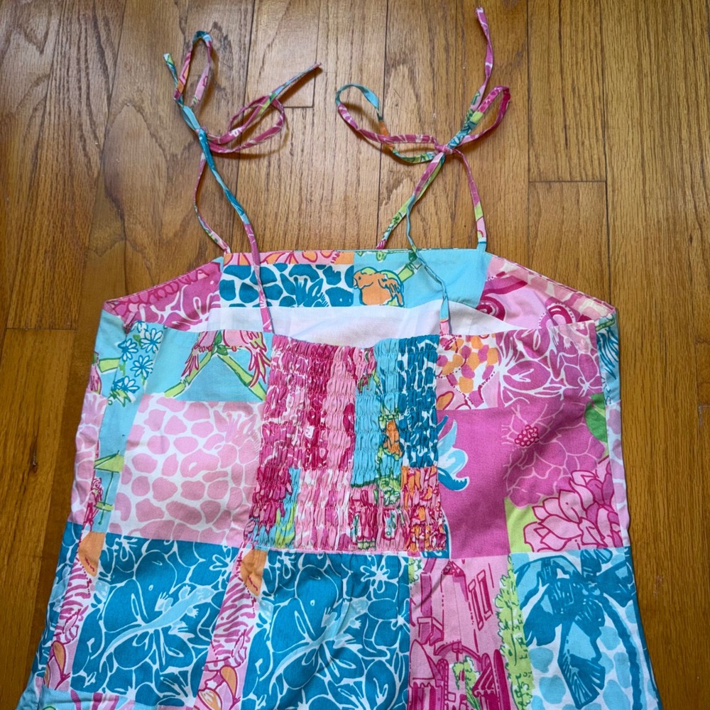 Vintage Lilly Pulitzer Patchwork Resortwear Cotton Shift Dress Pink Blue Size 8 - Picture 6 of 12